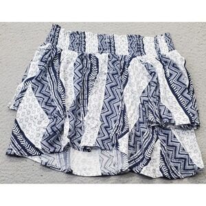 Ocean Drive Mini Skirt Womens Medium Multi Patterned Boho Smocked Waist Pull On